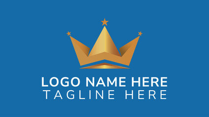 Obraz premium Premium gold crown logo symbol. Royal king golden luxurious, logo . vector illustration.