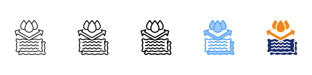 Obraz premium Waterproof Fabric Icon Different Style Outline Collection Set 