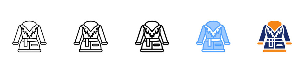 Fur Cloth Icon Different Style Outline Collection Set 