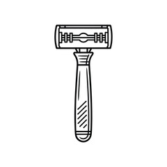 Hand drawn illustration of a modern razor with a double blade