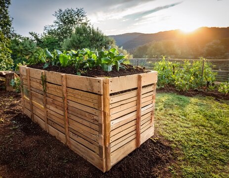 ecological gardening with composting and green living diy compost bin built from wooden pallets encouraging self sufficient gardening