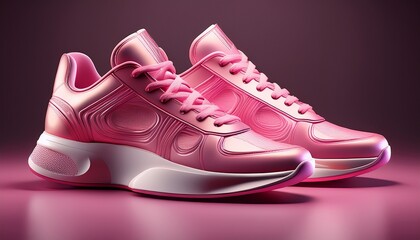 pink leather sneakers 3 d render fashion footwear pink sneakers