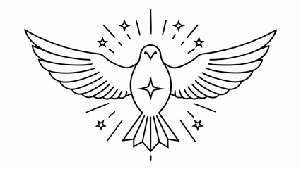 Obraz premium Stylized bird illustration with wings spread and stars in a minimalist design