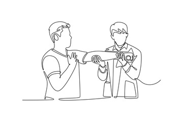 Inclusive Healthcare concept. Single line draw design. Vector graphic illustration