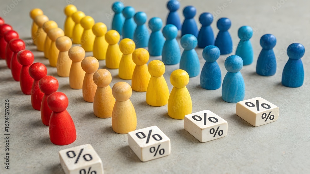 Poster data breakdown – demographic distribution and statistical symbolism, analytics, conceptual, workflow