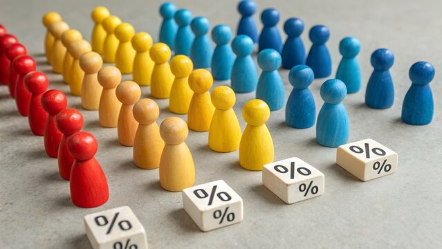 Data Breakdown – Demographic Distribution and Statistical Symbolism, Analytics, Conceptual, Workflow, Abstract, Game Piece and Percentage Block Scene