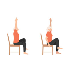 Fototapeta premium Senior woman performing Seated Knee Lifts with Arm Reach chairs for physical therapy and gentle exercise routine