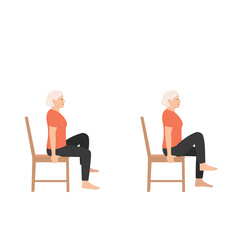 Fototapeta premium Elderly woman performing seated leg extensions exercise on a chair demonstrating strength training and physical therapy for seniors