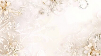  3D wallpaper with a white background, featuring gold floral patterns and jewelry,  a large empty space in the center for text, subtle golden accents on flowers and jewelry elements, a luxurious feel.