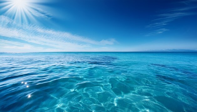 crystal clear blue sea water rippling under soft sunlight creating a sense of serenity and open space perfect for travel and nature designs