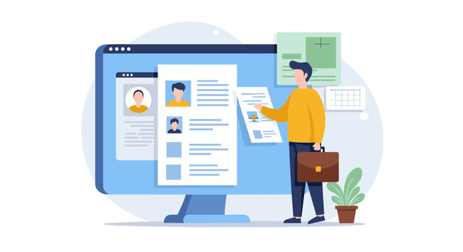 Professional online profile setup and document management concept