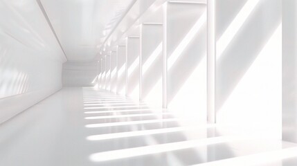 Obraz premium White room with bright sunlight and shadows, minimalist style.