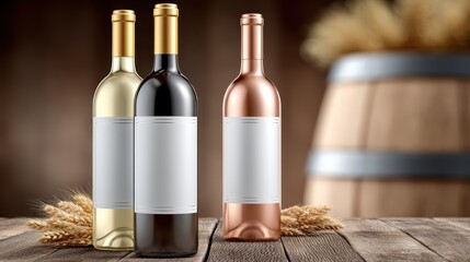 Naklejka premium Elegant premium wine bottles with white labels