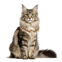 Majestic maine coon cat isolated on transparent background