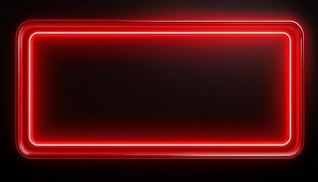 bright red neon rectangle frame on black background digital rendering