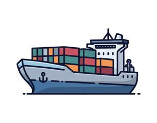 Obraz premium Cargo ship icon. A representation of a ship. High-quality graphic design icon. Part of a collection of signs and symbols for websites, web design, and mobile apps on a white background.