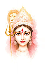 Traditional Durga Puja Watercolored Template