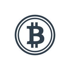 Fototapeta premium Bold black bitcoin coin icon, flat cryptocurrency vector design for financial and digital use.