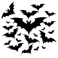 Group of Bats Flying – Halloween Horror Silhouette