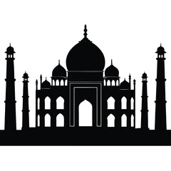 Taj Mahal silhouette with minarets and dome India monument
