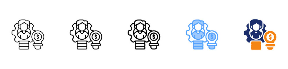 Entrepreneur Icon Different Style Outline Collection Set 