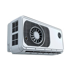 Fototapeta premium White air conditioner unit showcases a detailed fan on transparent background