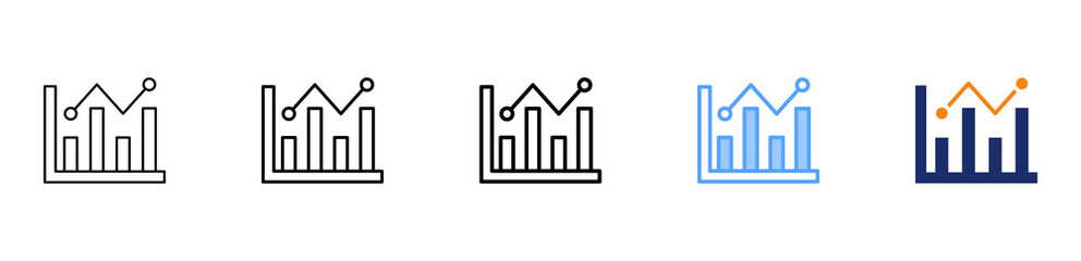 Bar Chart Icon Different Style Outline Collection Set 