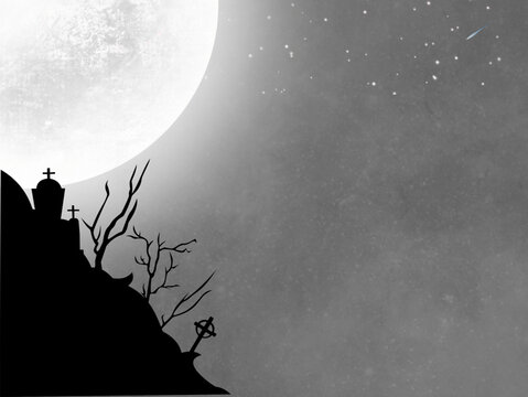 silhouette of a thombstone on the roof