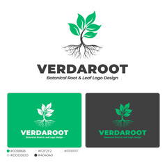 Botanical Leaf and Root Vector Symbol for Organic Identity and Eco-Friendly Branding.