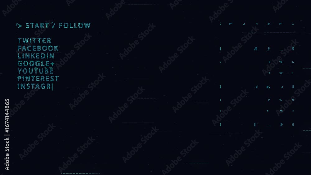 Poster glitchy twitter follow reminder: cyberpunk social media alert with digital static