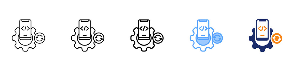 Mobile Development Icon Different Style Outline Collection Set 