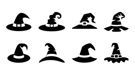 Set of eight halloween silhouette caps