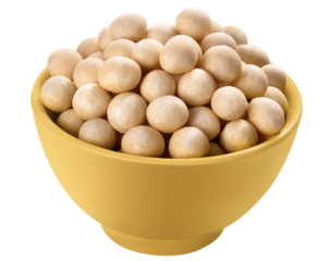 tigela com amendoim crocante coberto com farinha e ovo isolado em fundo transparente