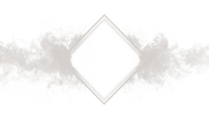 PNG of white smoke gently outlining an invisible diamond shape, isolated airy vapor on transparent...