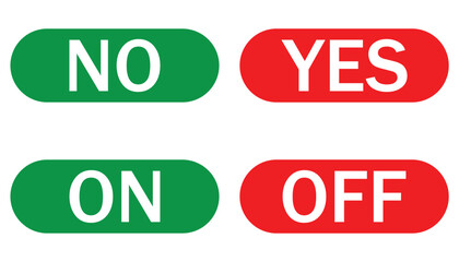 yes and No Vector Icon Set – Green Check and Red Cross Approval, On/Off Switch,
 Right and Wrong Symbols for UI, Web, and Interface Design