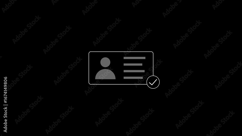 Aufkleber simple outline icon of an identification card with a profile picture and checkmark symbolizing verif
