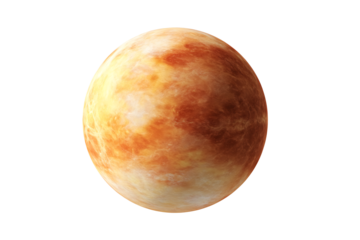 Venus with realistic texture and solar system 3d rendering isolated on transparent background
