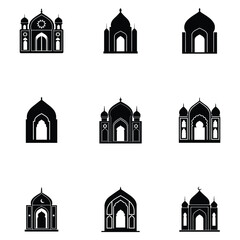 set of mosque silhouette vector illustration