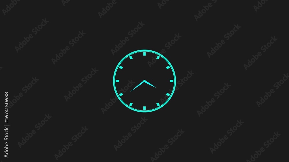 Poster a glowing green digital clock face with hands on a dark background representing time and technology