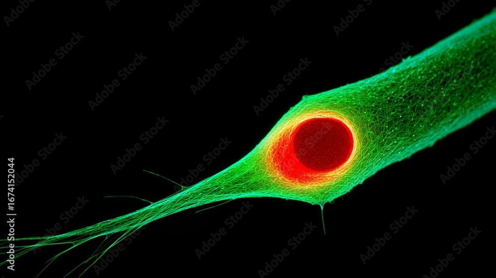 Aufkleber rare cell type in vibrant colors under microscope capture highlighting unique structure and function