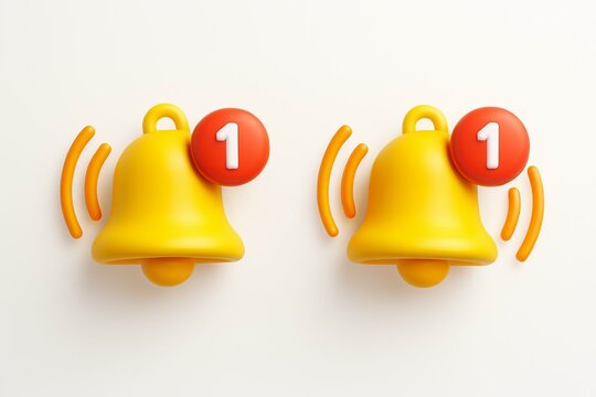 Two yellow notification bells with red circles and the number one indicating new alerts