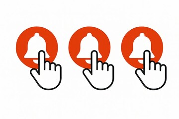 Obraz premium Three notification bells with cursors pointing to them symbolizing alerts and updates