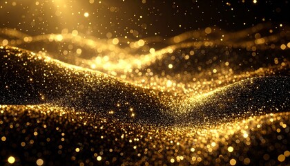 Golden Glitter Abstract Sparkling Waves