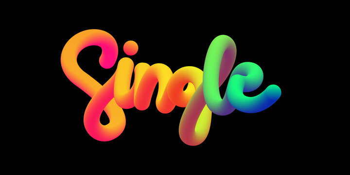 3D Typography Word Single Colorful Design Gradient Text Effect Illustration
