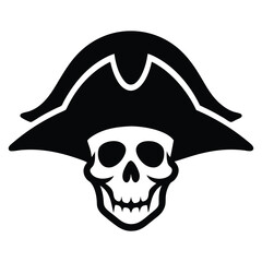 pirate skull silhouette vector illustration isolated on white background