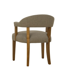 Back view of elegant armchair with upholstered seat and wooden frame + clipping path. Furniture, interior object.