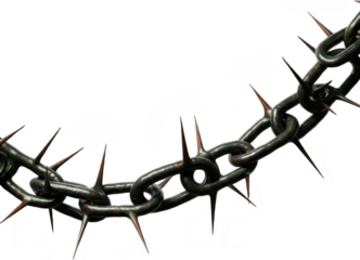 Metal Chain with Spikes Isolated on Transparent Background