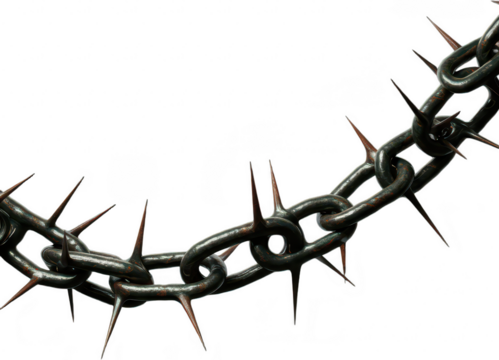 Metal Chain with Spikes Isolated on Transparent Background