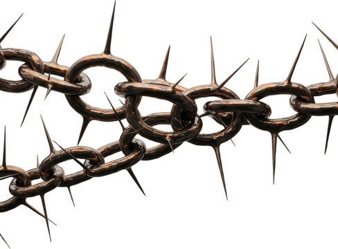 Chain with Spikes Isolated on Transparent Background