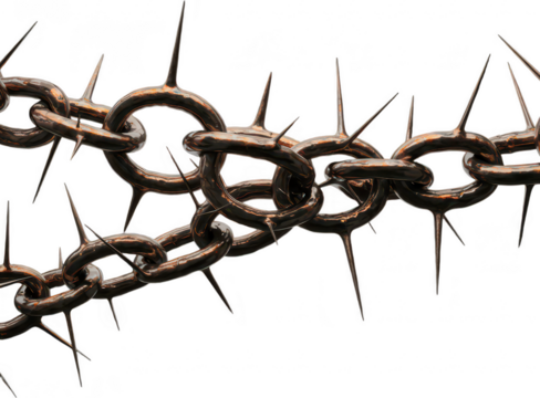 Chain with Spikes Isolated on Transparent Background